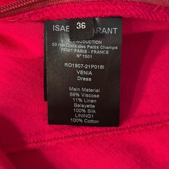 NEW Isabel Marant Venia Corduroy Midi Dress Fuschia Hot Pink Size 36 Small - Picture 11 of 16